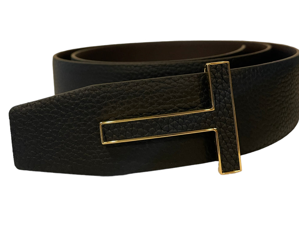 Tom Ford Gold Leather Reversible Belt