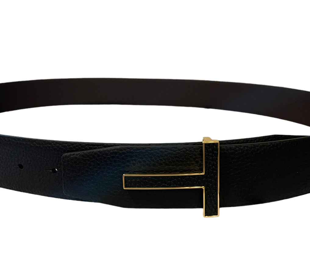 Tom Ford Gold Leather Reversible Belt