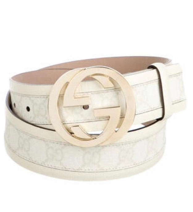 Gucci White Monogram GG Belt